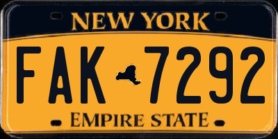 NY license plate FAK7292