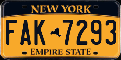 NY license plate FAK7293