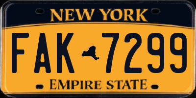 NY license plate FAK7299