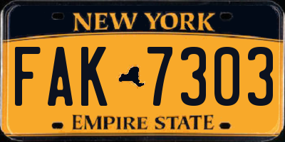 NY license plate FAK7303
