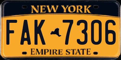 NY license plate FAK7306