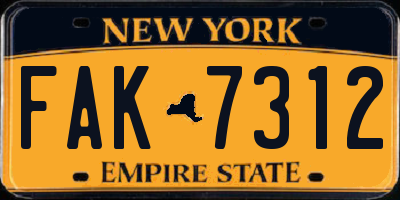 NY license plate FAK7312