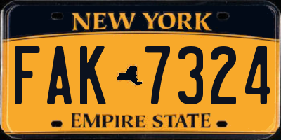 NY license plate FAK7324