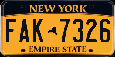 NY license plate FAK7326