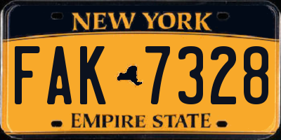 NY license plate FAK7328