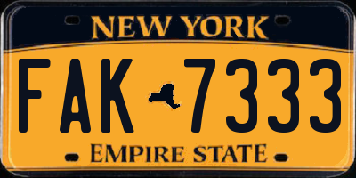 NY license plate FAK7333