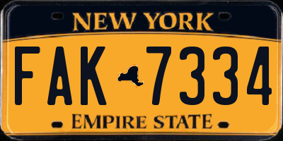 NY license plate FAK7334