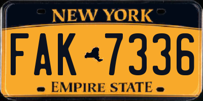 NY license plate FAK7336