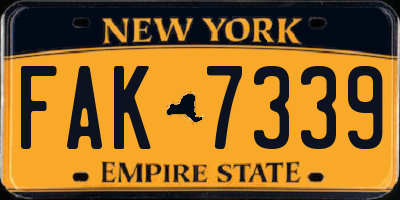 NY license plate FAK7339