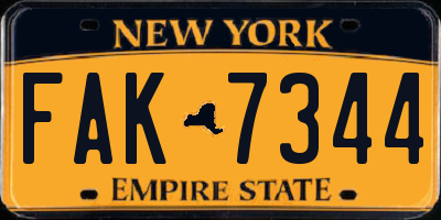 NY license plate FAK7344