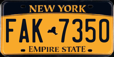 NY license plate FAK7350