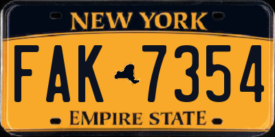 NY license plate FAK7354