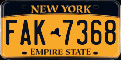 NY license plate FAK7368