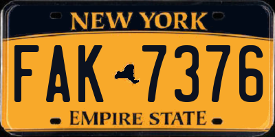 NY license plate FAK7376