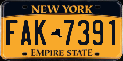 NY license plate FAK7391