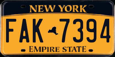 NY license plate FAK7394