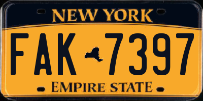 NY license plate FAK7397