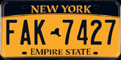 NY license plate FAK7427