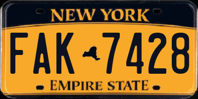 NY license plate FAK7428