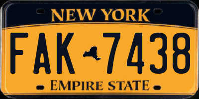 NY license plate FAK7438