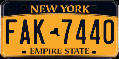 NY license plate FAK7440