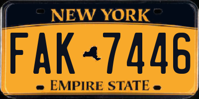 NY license plate FAK7446