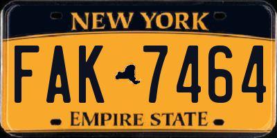 NY license plate FAK7464