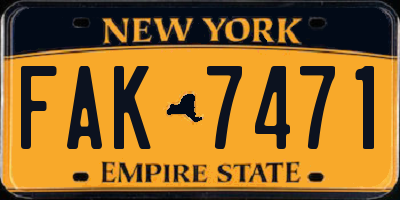 NY license plate FAK7471