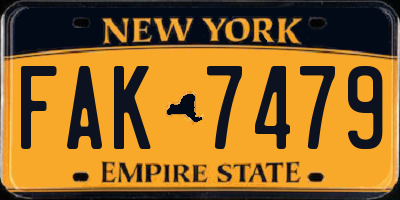 NY license plate FAK7479