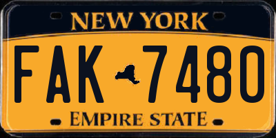 NY license plate FAK7480