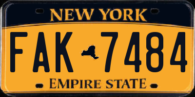NY license plate FAK7484