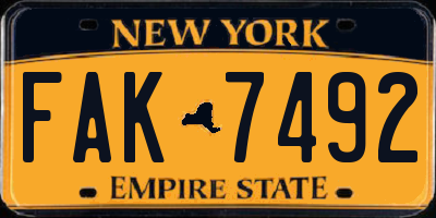 NY license plate FAK7492