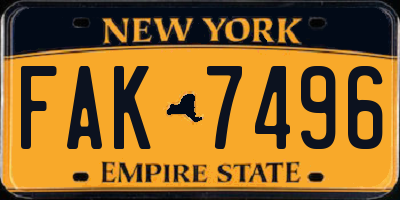 NY license plate FAK7496