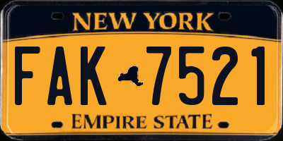 NY license plate FAK7521