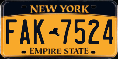 NY license plate FAK7524