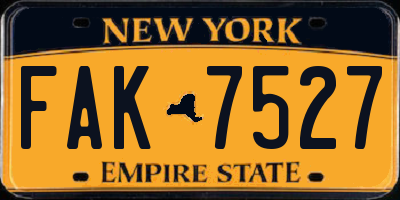NY license plate FAK7527