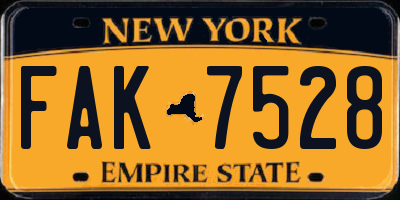 NY license plate FAK7528