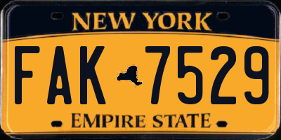 NY license plate FAK7529