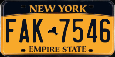 NY license plate FAK7546