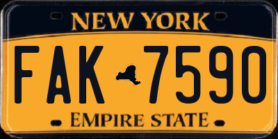 NY license plate FAK7590
