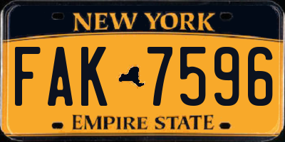 NY license plate FAK7596