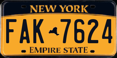 NY license plate FAK7624