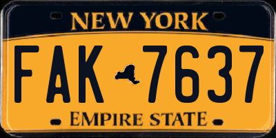 NY license plate FAK7637