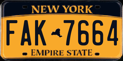 NY license plate FAK7664