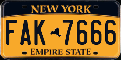 NY license plate FAK7666