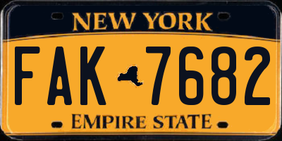 NY license plate FAK7682