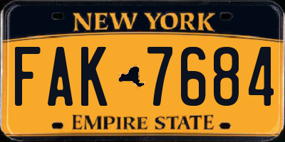 NY license plate FAK7684