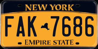 NY license plate FAK7686