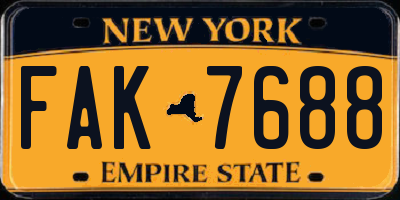 NY license plate FAK7688