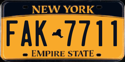 NY license plate FAK7711